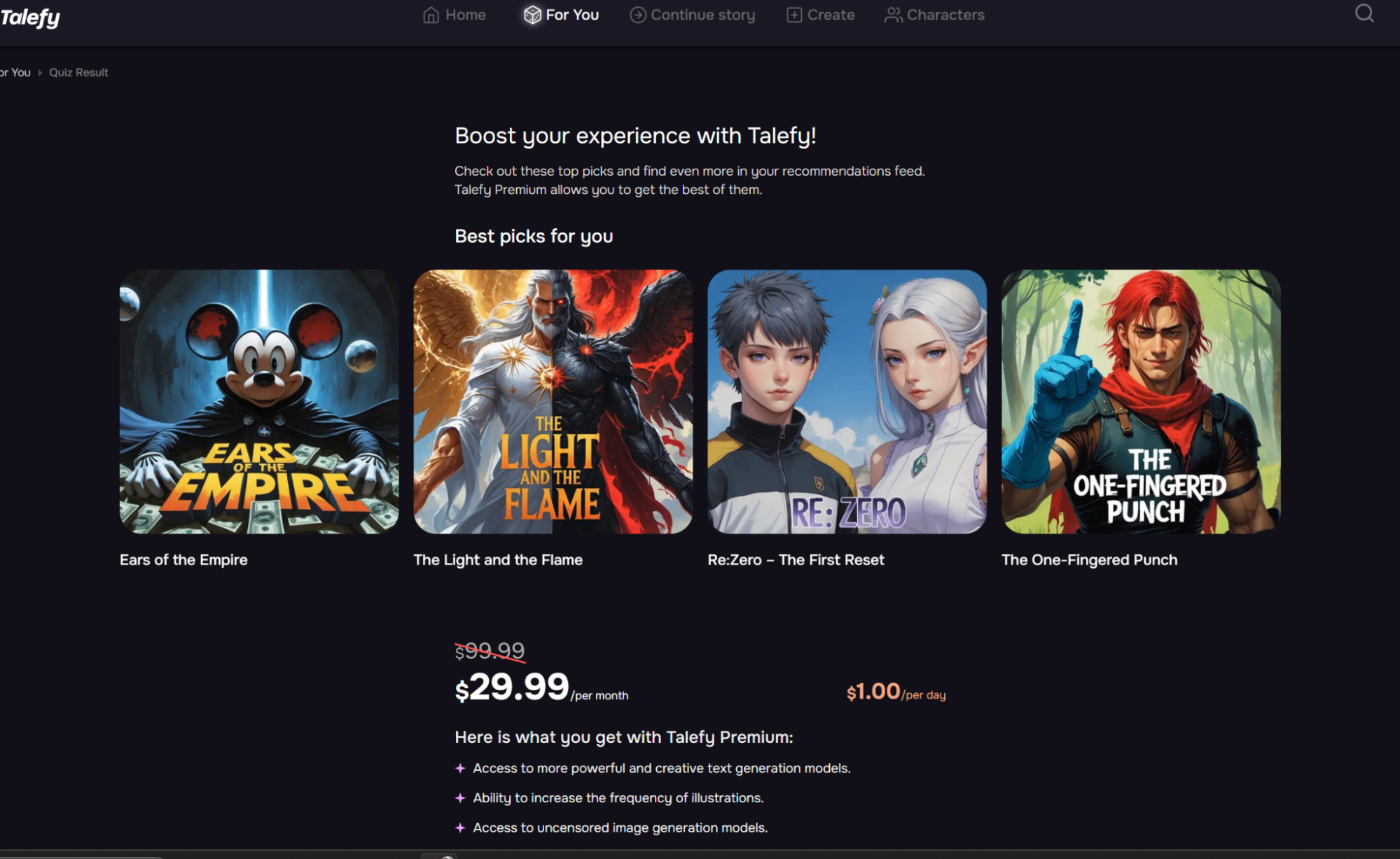 Talefy AI Geschichteneinrichtung